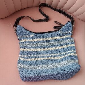 Blue and Cream Striped Women's Bag